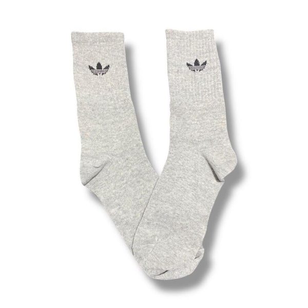 Media Caña Premium Adidas Gris Logo Chico