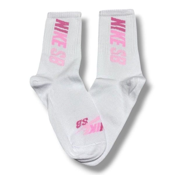 Media Caña Premium Nike SB Blanca y Rosa