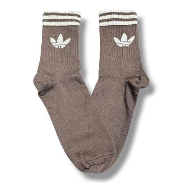 Media Caña Premium Adidas Horizontal Marron Oscuro Solo Logo