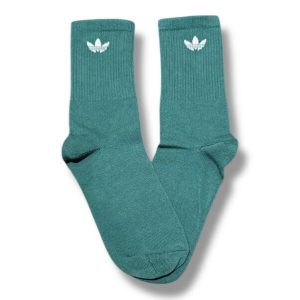 Media Caña Premium Adidas Verde Oscuro y Blanco Logo Chico