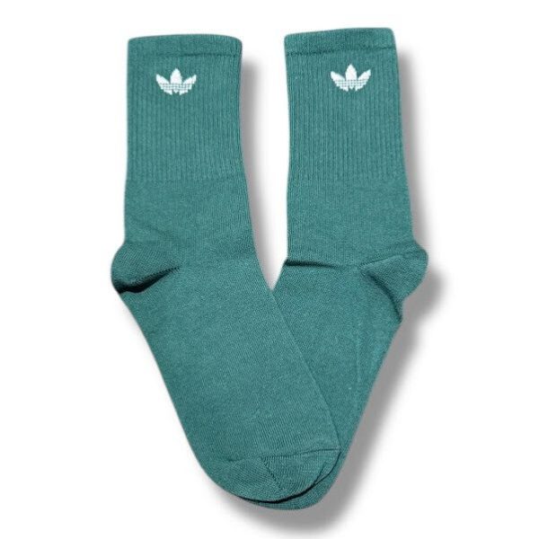 Media Caña Premium Adidas Verde Oscuro y Blanco Logo Chico