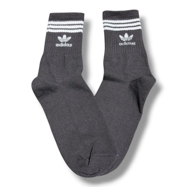 Media Caña Premium Adidas Negra Horizontal Logo y Letras
