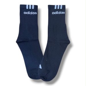 Media Caña Premium Adidas Vertical Letras Negra