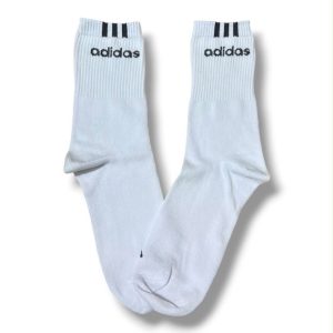 Media Caña Premium Adidas Vertical Letras Blanca