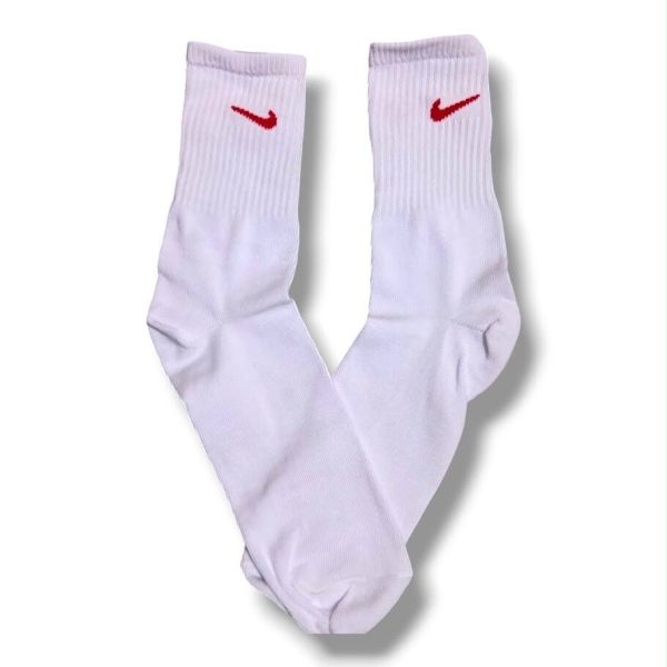 Media Caña Premium Nike Blanca Pipeta Roja