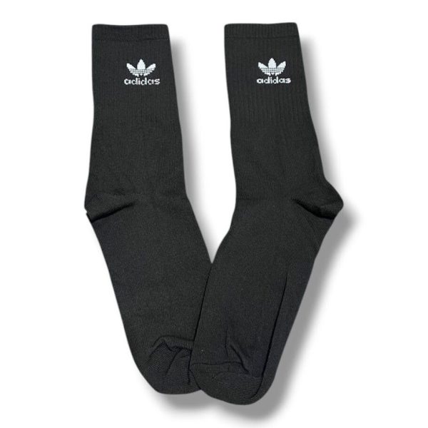 Media Caña Premium Adidas Negra Logo Chico con Letras